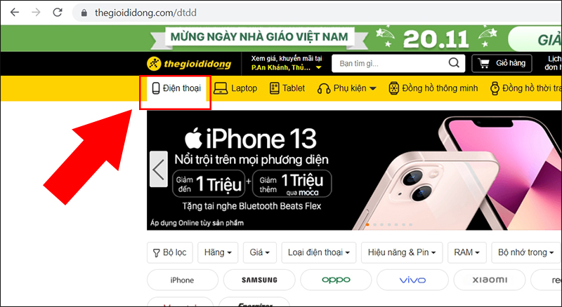 Chọn điện thoại